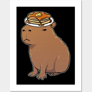 Capybara with Pancakes on its head Posters and Art